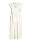 Vila Vimatia V-Neck C/S Midi Dress Kräm