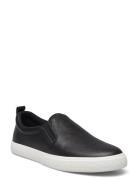 Lauren Ralph Lauren Haddley Tumbled Leather Slip-On Sneaker Svart