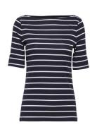 Lauren Ralph Lauren Striped Boatneck Top Marinblå