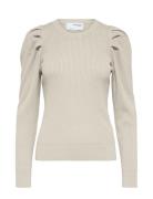 Selected Femme Slfisla Ls Knit O-Neck B Noos Kräm