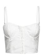 French Connection Iva Broderie Cot Crop Top Vit