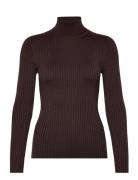 Selected Femme Slflydia Ls Knit Rollneck Lurex B Brun