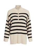 Object Objester L/S Knit Zip Pullover Noos Beige