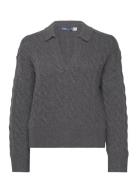 Polo Ralph Lauren Cable-Knit Wool-Cashmere Polo Jumper Grå