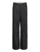 Ganni Drapey Stripe Suiting Mid Waist Pleat Pants Grå