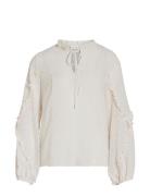 Vila Vigarnea L/S Flounce Top/Su Beige