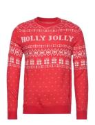 Jack & J S Jorholly Knit Crew Neck Röd