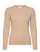 GANT Stretch Cotton Cable C-Neck Beige