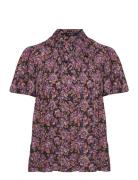 Lauren Ralph Lauren Floral Pleated Georgette Blouse Lila