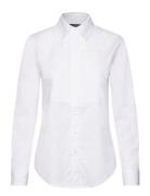 Lauren Ralph Lauren Pintucked Cotton Broadcloth Shirt Vit