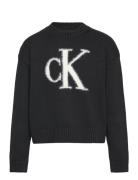 Calvin Klein Fluffy Monogram Sweater Svart