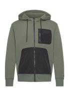 Calvin Klein Jeans Mix Media Zip Through Hoodie Grön