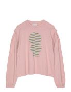 Bobo Choses Striped Mold Puff Sleeve T-Shirt Rosa