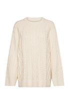 GANT Over D Cable Knit C-Neck Kräm