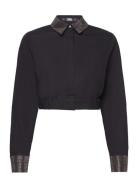 Karl Lagerfeld Rhinest Cropped Shirt Svart