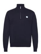 Les Deux Elias Patch Cashton Half-Zip Knit Marinblå