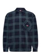 Tommy Jeans Tjm Check Polar Fleece Overshirt Marinblå