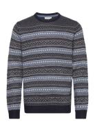 Lindbergh Jacquard O-Neck Sweater Blå