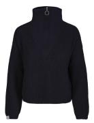 Once Untold Florie Cotton Zip Knit Sweater Marinblå