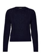 Lauren Ralph Lauren Cable-Knit Cotton Crewneck Sweater Marinblå