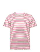 Tom Tailor Lurex Striped Rib T-Shirt Rosa