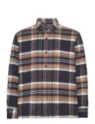 Edwin Sebastian Shirt Ls-Navy / Brown Marinblå