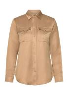 Lauren Ralph Lauren Satin Shantung Shirt Beige