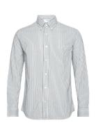 Selected Homme Slhreg-Reil Shirt Ls Seersucker Grön