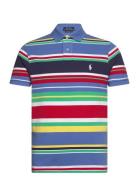 Polo Ralph Lauren Custom Slim Fit Striped Mesh Polo Shirt Blå