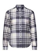 GANT Reg Checked Cotton Silk Shirt Blå