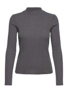 Mango Ribbed T-Shirt With Perkins Neck Grå