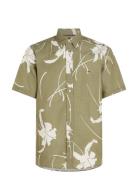 Tommy Hilfiger Large Tropical Prt Shirt S/S Khaki Green