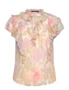 Lauren Ralph Lauren Floral Ruffle-Trim Georgette Blouse Rosa