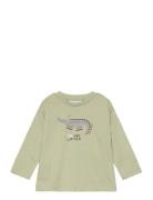 Mango Long-Sleeved T-Shirt With Embossed Print Grön