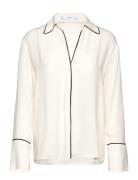 Mango Contrast Trim Shirt Beige