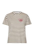 Mango Message Striped T-Shirt Svart