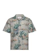 Wax London Didcot Ss Shirt Scenic Blue Grå