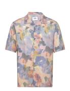 Wax London Didcot Ss Shirt Botanic Blue/Pink Blå