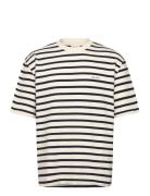 GANT Striped Textured Ss T-Shirt Kräm