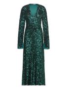 ROTATE Birger Christensen Sequins Midi Slit Dress Grön