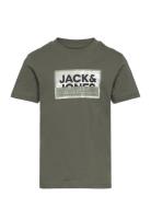 Jack & J S Jcologan Tee Ss Crew Neck Ss24 Jnr Khaki Green