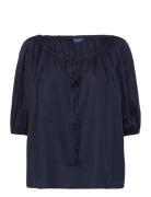 GANT Gathered Blouse Blå