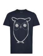 Knowledge Cotton Apparel Alder Big Owl Tee - Gots/Vegan Blå