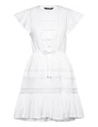 Lauren Ralph Lauren Lace-Trim Jersey Flutter-Sleeve Dress Vit