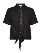 Vila Vilinda S/S Knot Shirt/R Svart