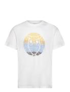 Knowledge Cotton Apparel Regular Circled Owl Printed T-Shirt Vit