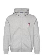 GANT Reg Retro Shield Zip Hoodie Grå