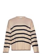 ONLY Carmakoma Caralberte Ls Stripe O-Neck Cc Knt Kräm