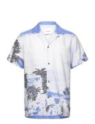 Les Deux Coastal Aop Ss Shirt Blå