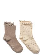 Minymo Socks W. Lettuce Hem Beige